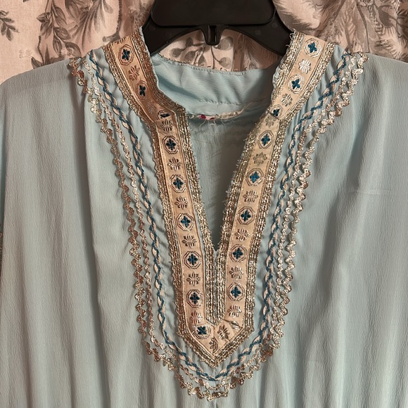 VINTAGE Embroidered Blue Square Dancing dress - Picture 2 of 5